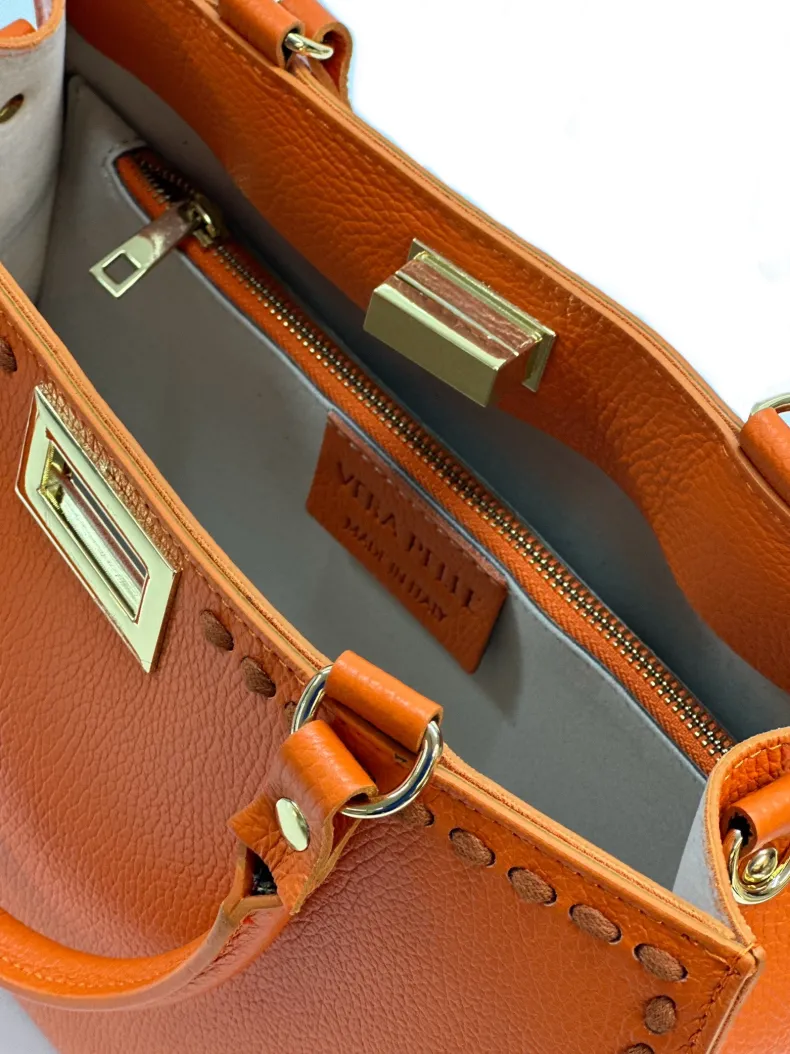 Rigid Bag In Hammered Leather