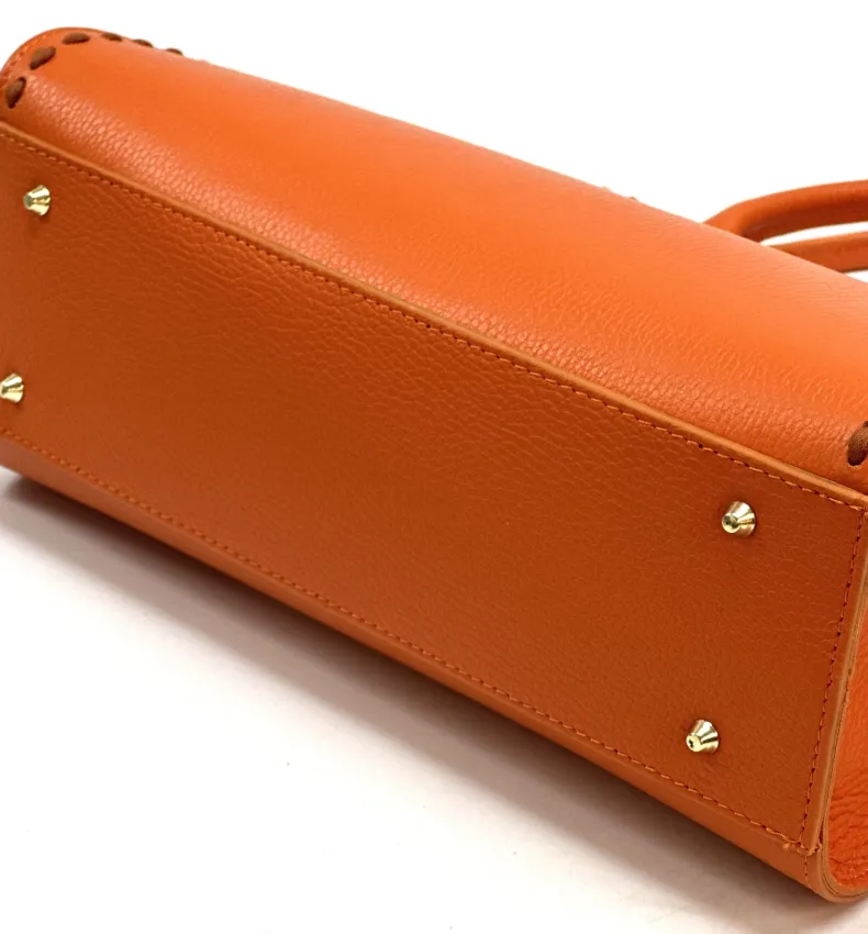 Rigid Bag In Hammered Leather