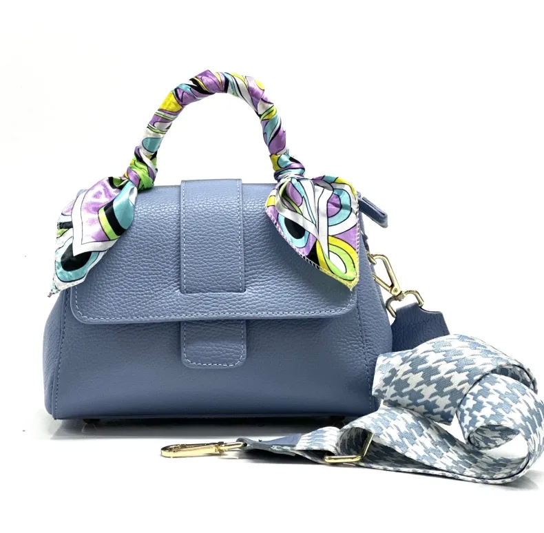 Rigid Bag In Textured Leather With 2 Shoulder Straps