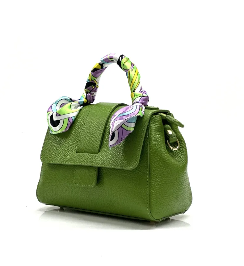 Rigid Bag In Textured Leather With 2 Shoulder Straps