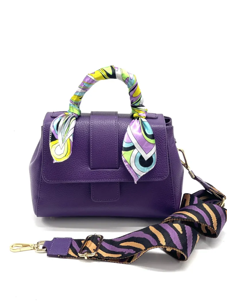 Rigid Bag In Textured Leather With 2 Shoulder Straps