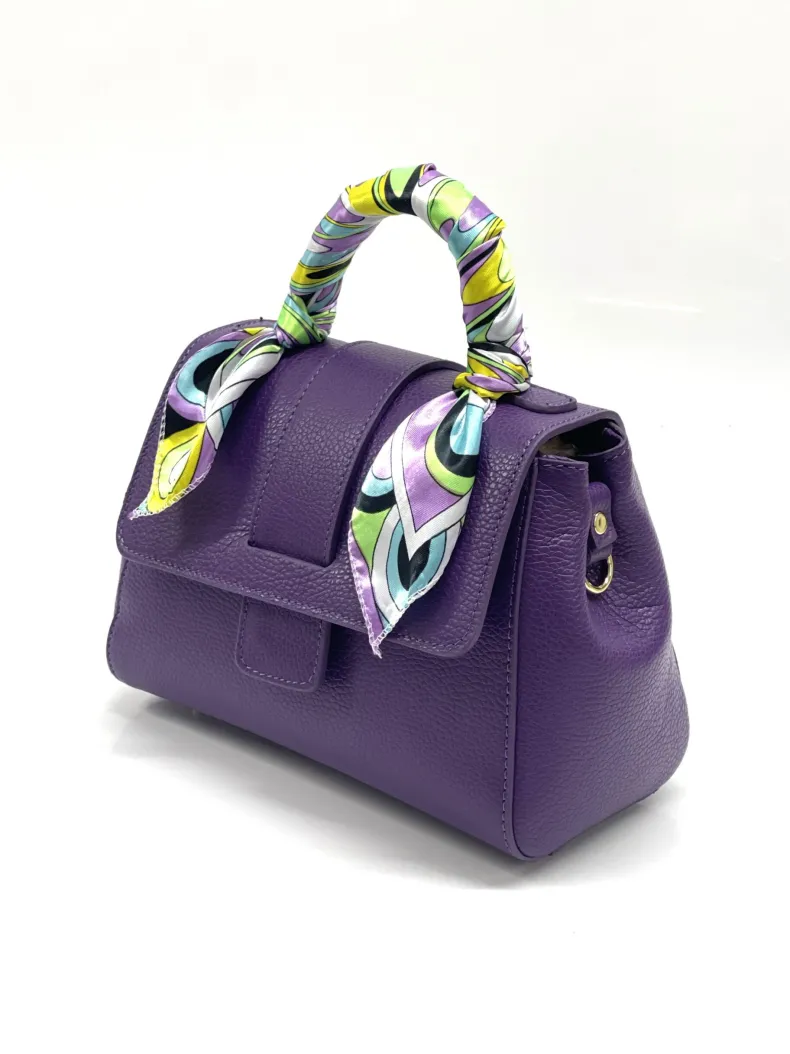 Rigid Bag In Textured Leather With 2 Shoulder Straps