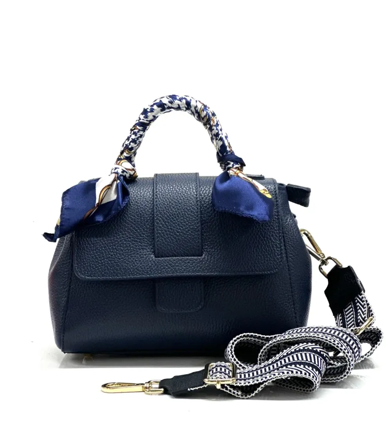 Rigid Bag In Textured Leather With 2 Shoulder Straps