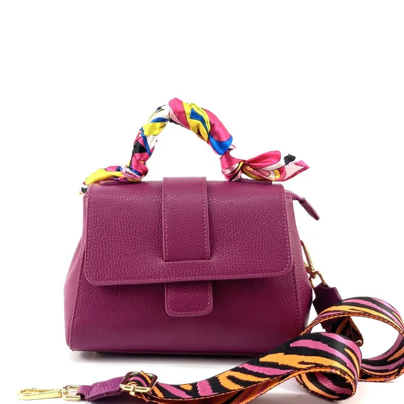 Rigid Bag In Textured Leather With 2 Shoulder Straps