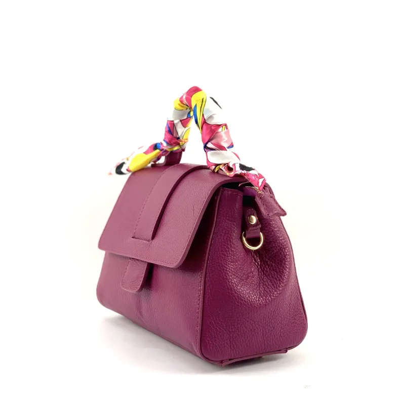 Rigid Bag In Textured Leather With 2 Shoulder Straps