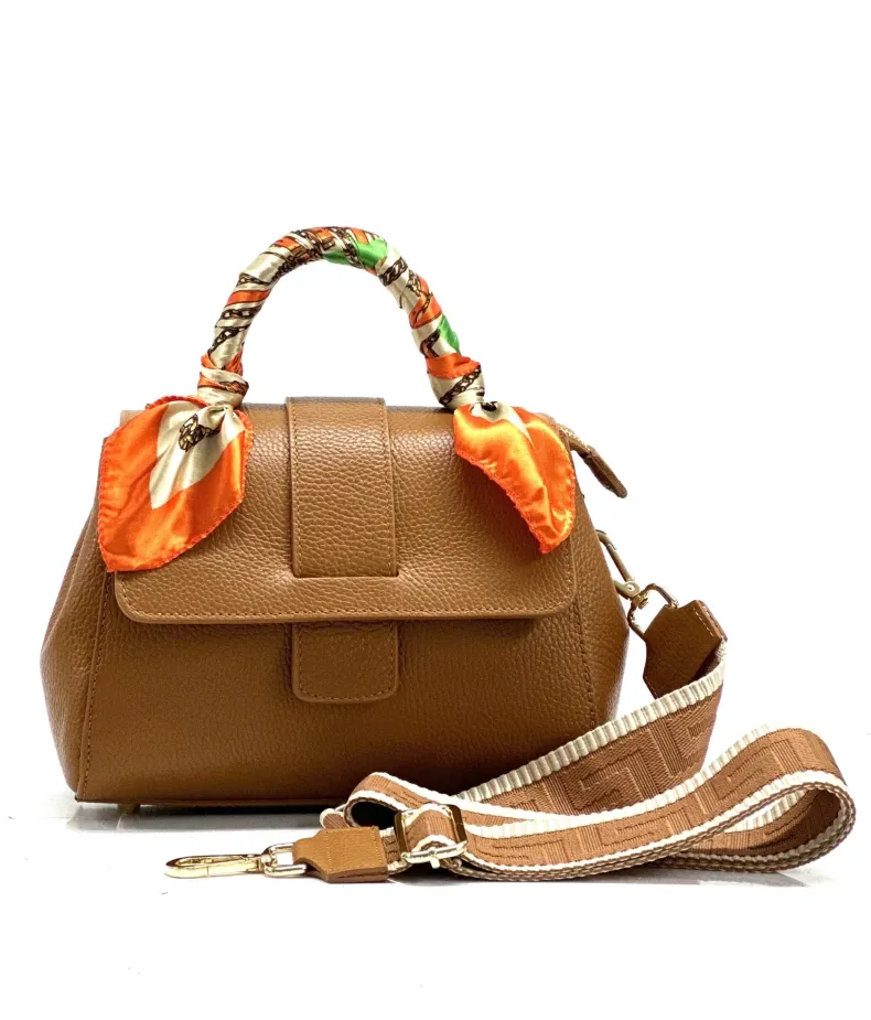 Rigid Bag In Textured Leather With 2 Shoulder Straps