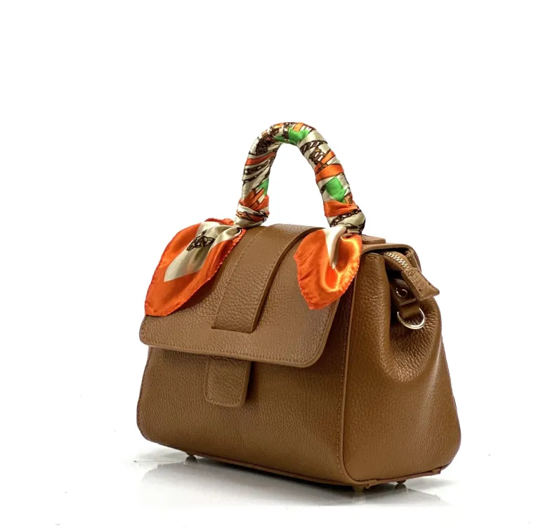 Rigid Bag In Textured Leather With 2 Shoulder Straps