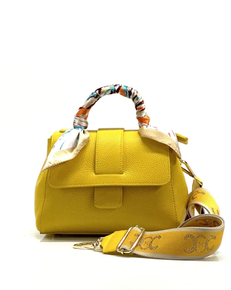 Rigid Bag In Textured Leather With 2 Shoulder Straps