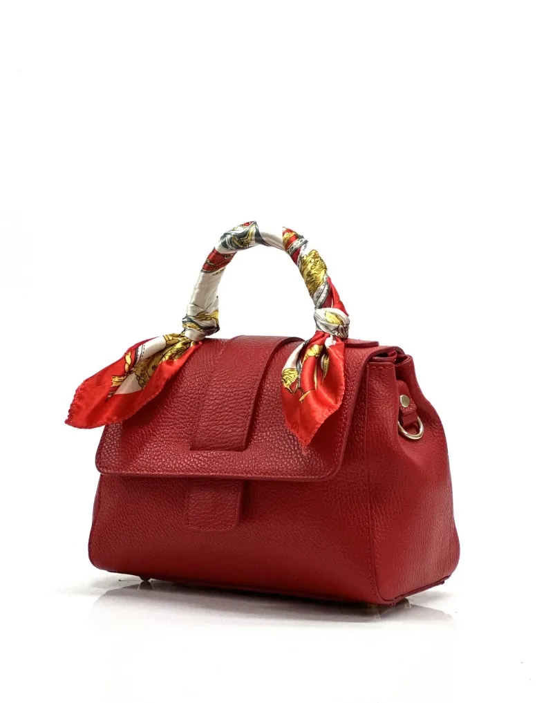 Rigid Bag In Textured Leather With 2 Shoulder Straps