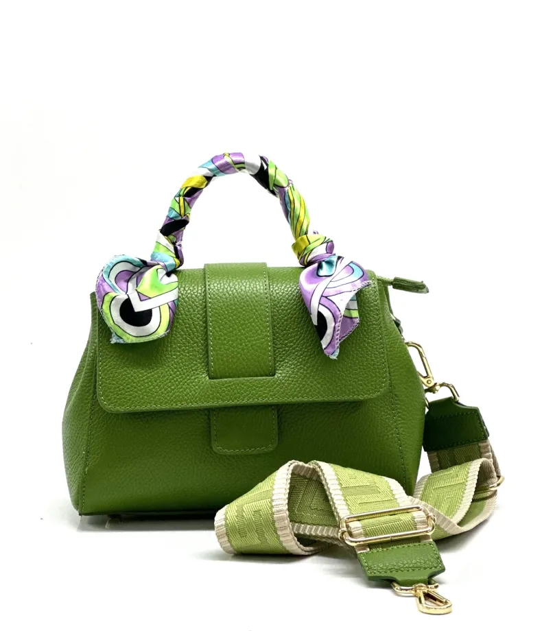 Rigid Bag In Textured Leather With 2 Shoulder Straps