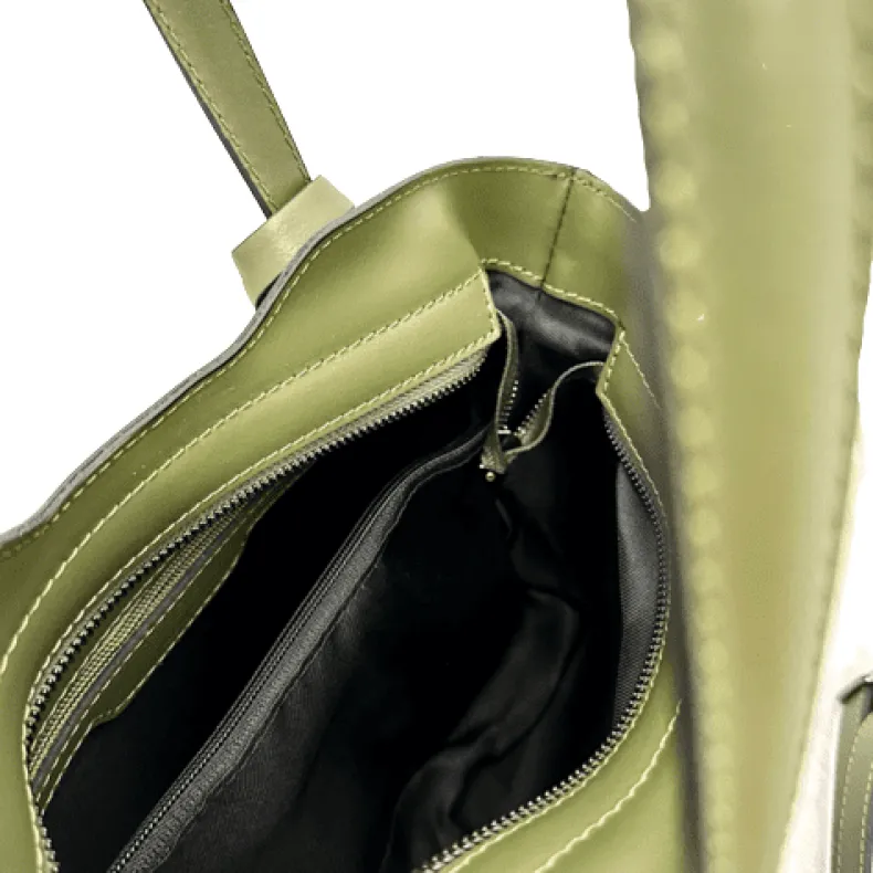 Rigid Handcrafted Bag In Smooth Leather