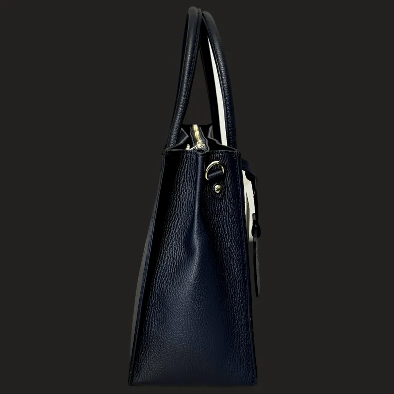 Rigid Handmade Bag In Textured Leather