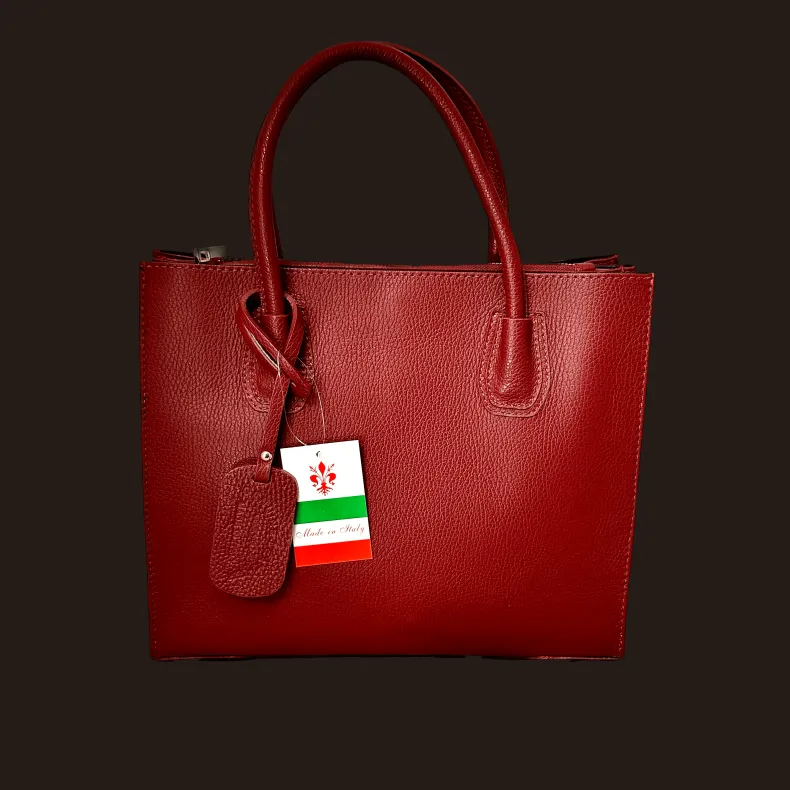 Rigid Handmade Bag In Textured Leather