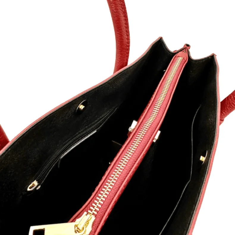 Rigid Handmade Bag In Textured Leather