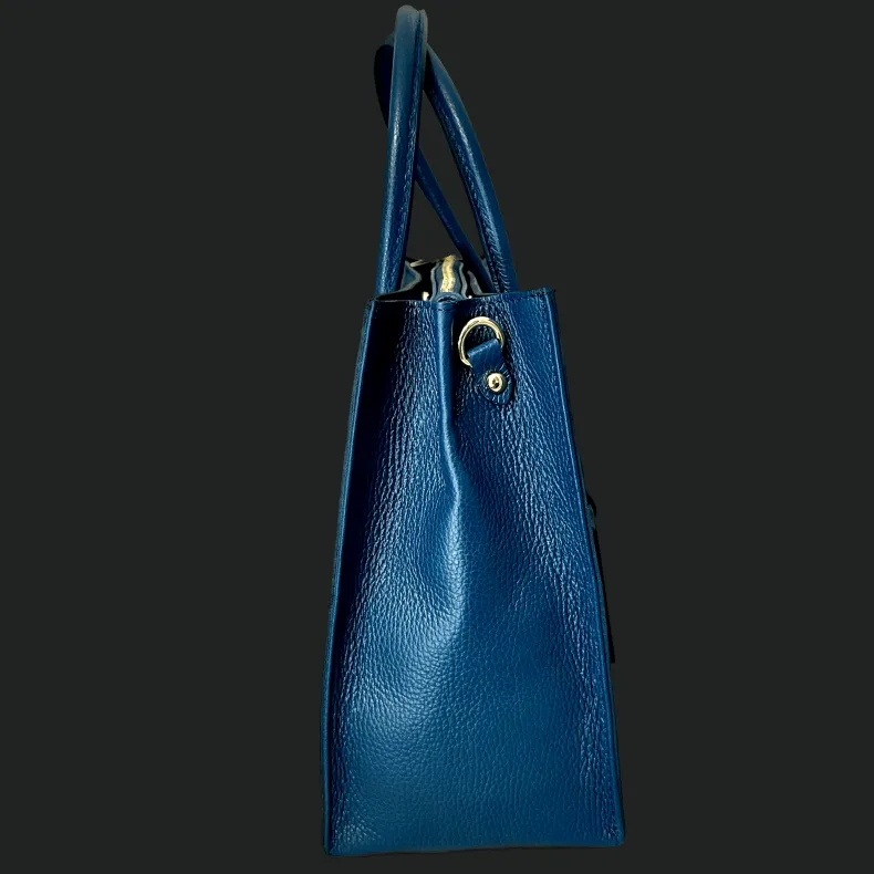 Rigid Handmade Bag In Textured Leather