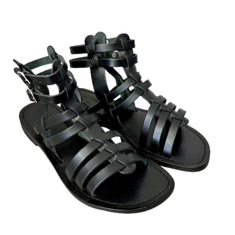 Sandal In Black Leather Mod. 6695