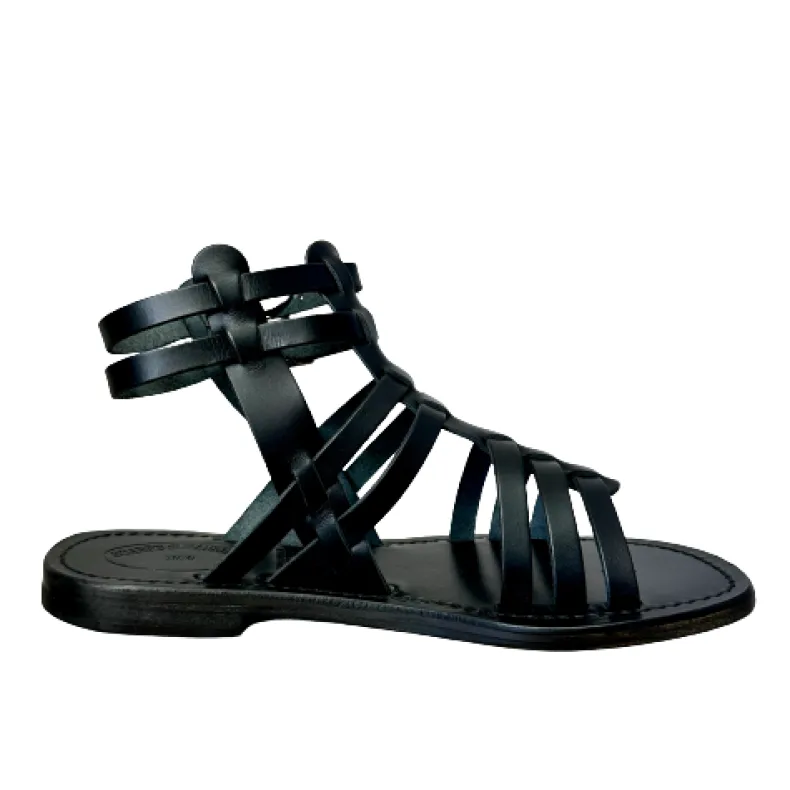 Sandal In Black Leather Mod. 6695