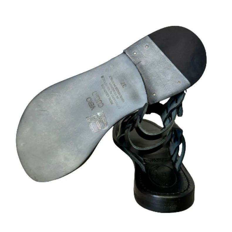 Sandal In Black Leather Mod. 6695