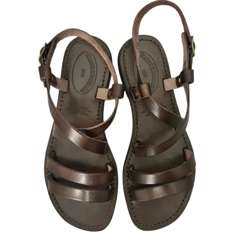 Sandal In Dark Brown Leather Mod. 4400