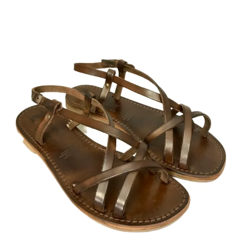 Sandal In Dark Brown Leather Mod. 6641