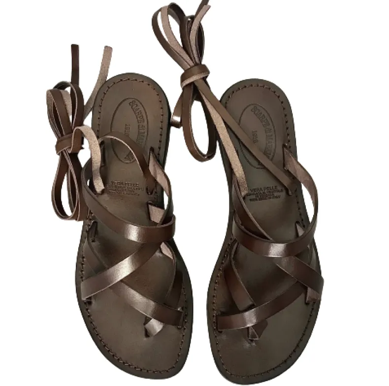Sandal In Dark Brown Leather Slave Mod. 9999