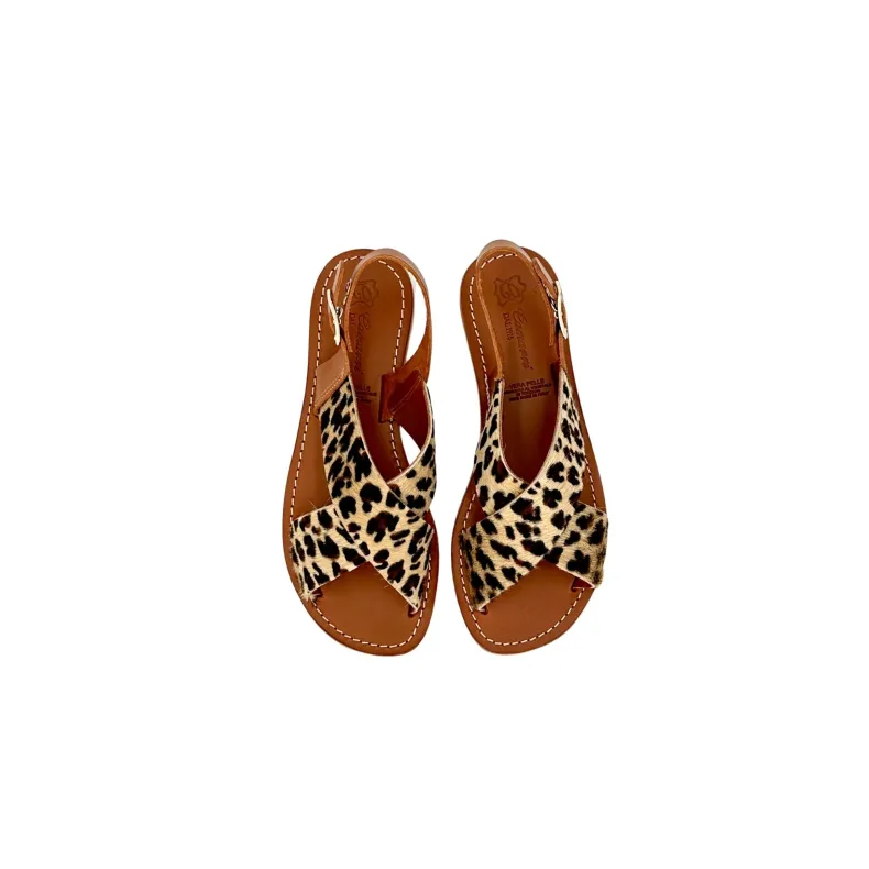 Sandal In Leather And Leopard-print Pony Skin Mod. Lara