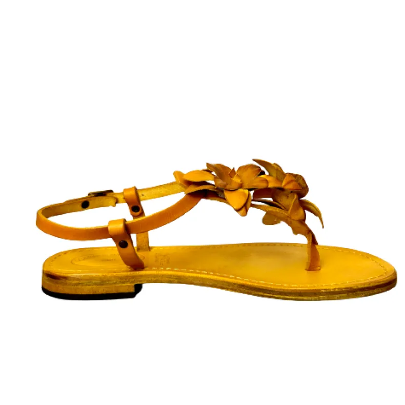 Sandal In Ocher Leather Mod. Federica