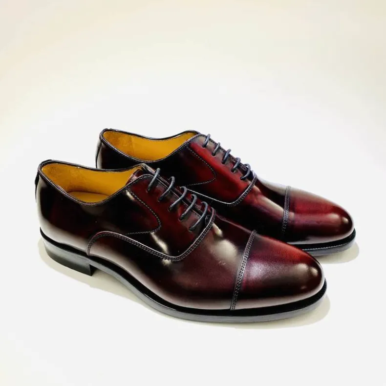 Shiny Burgundy Leather Sole With Overlap