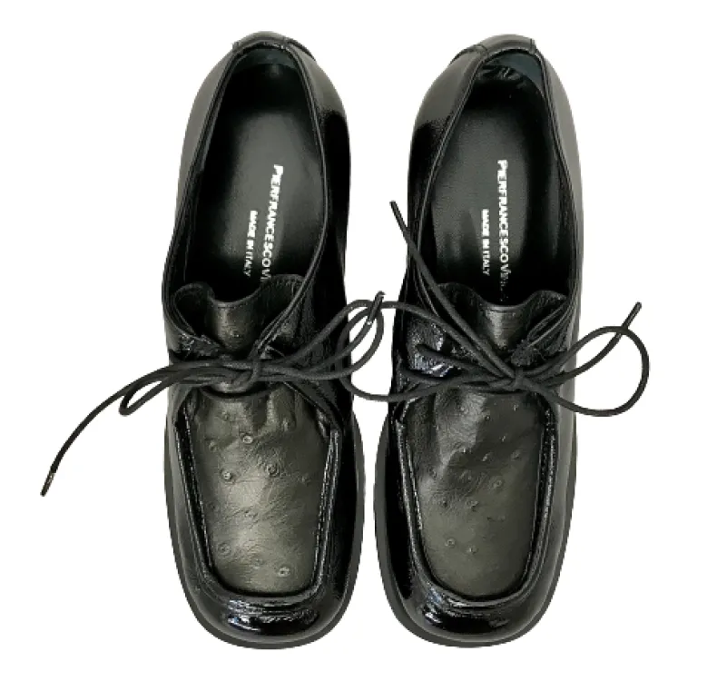 Shiny Leather Lace-up