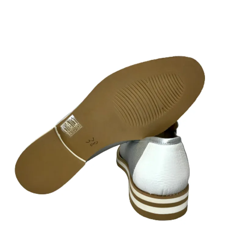 Silver And White Moccasin