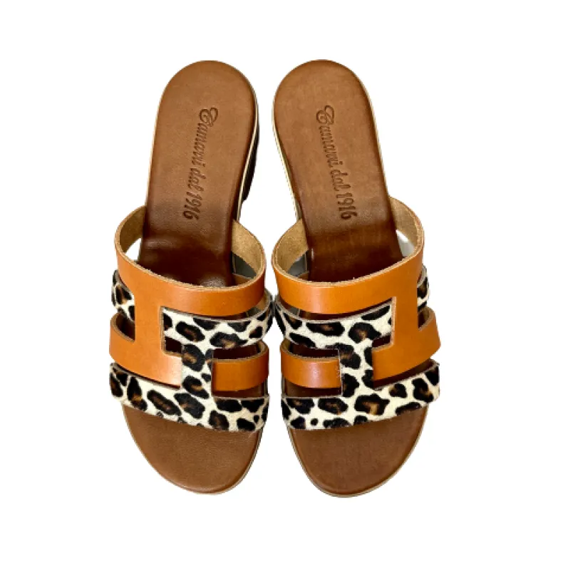 Slipper In Pony And Cognac Leather Mod. Hermes