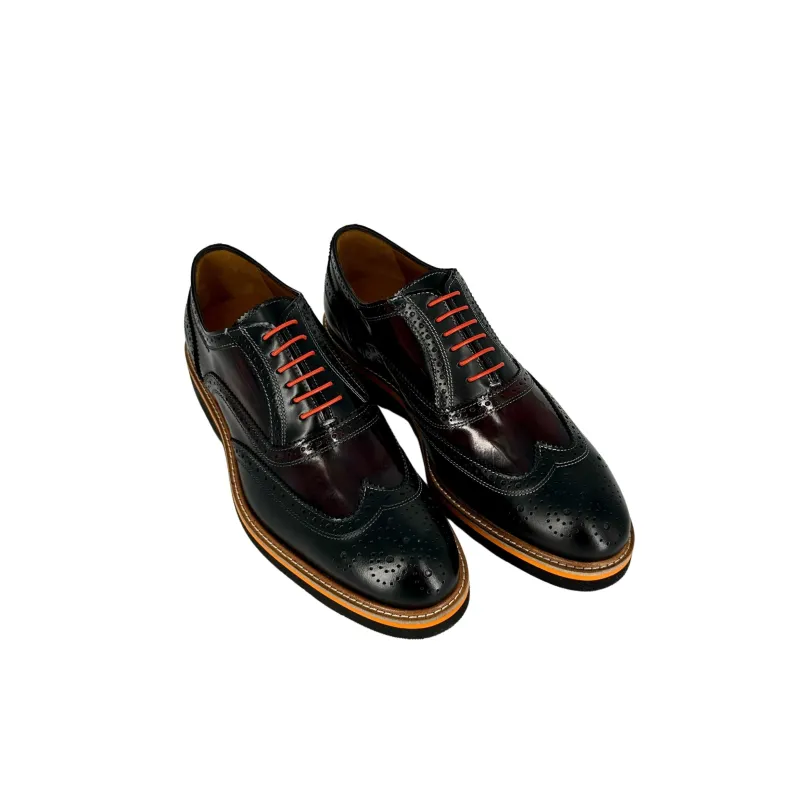 Sole P – Black And Burgundy Abraded Brogues