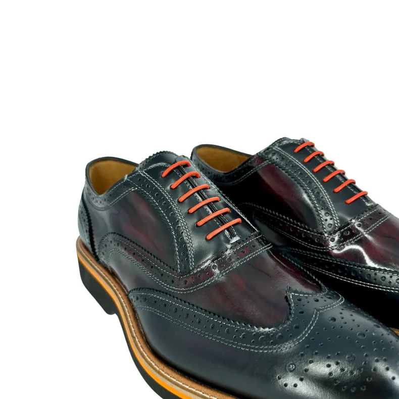 Sole P – Black And Burgundy Abraded Brogues