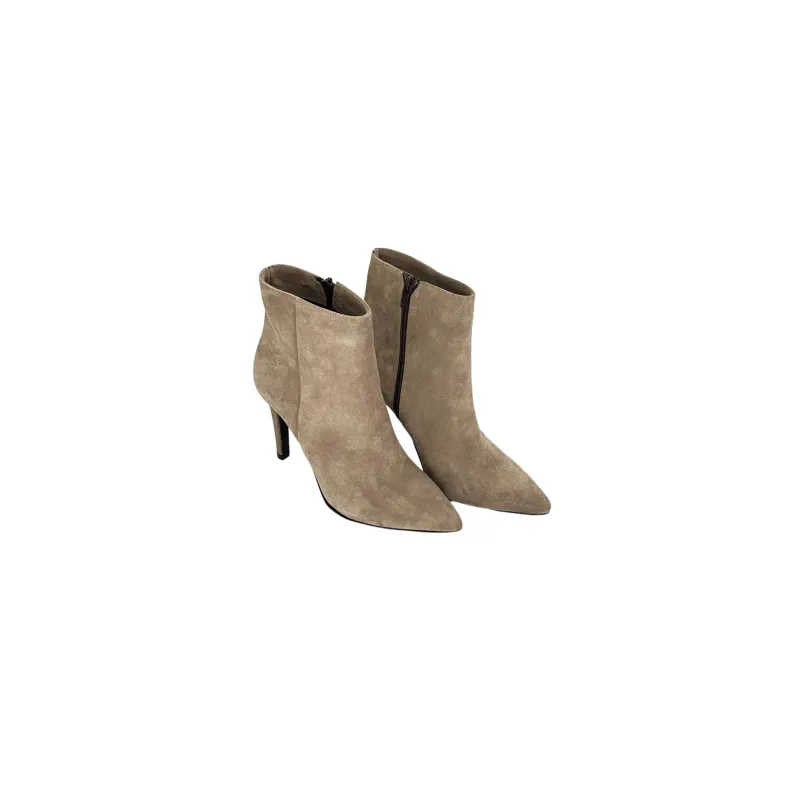Taupe Suede Ankle Boot With 9cm Heel