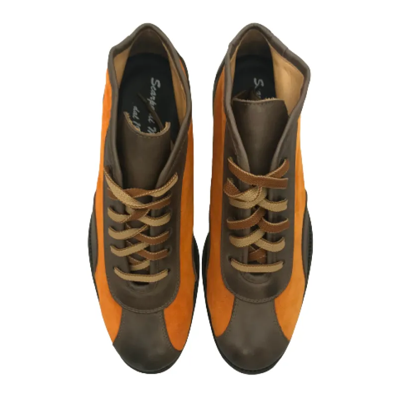 Tazio In Brown Leather And Orange Suede