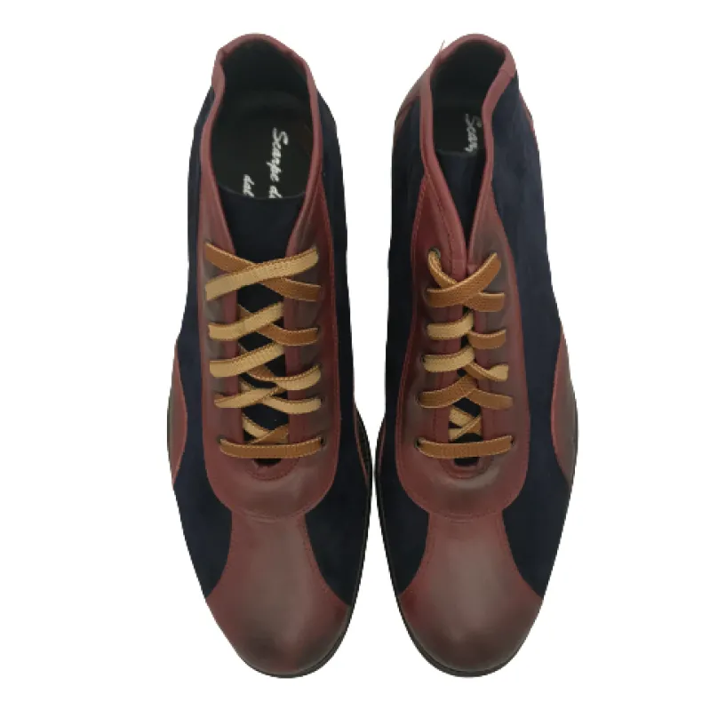 Tazio In Burgundy Leather And Blue Suede