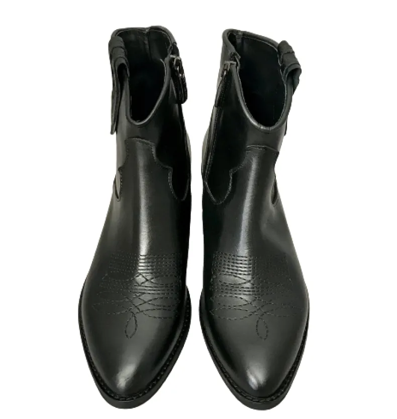 Texan Handcrafted In Low Black Leather