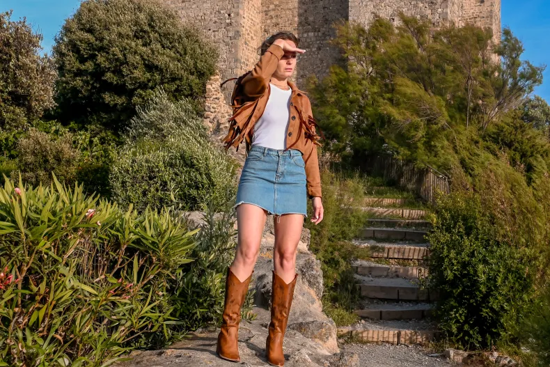 Texan In Lasered Nubuck Leather, Brushed Leather