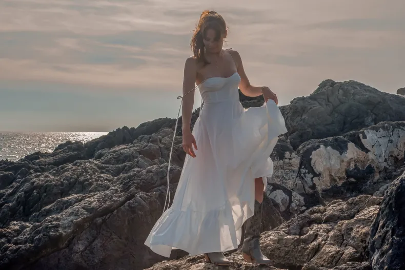 Texan In Lasered Nubuck Leather, Brushed Gray Jeans