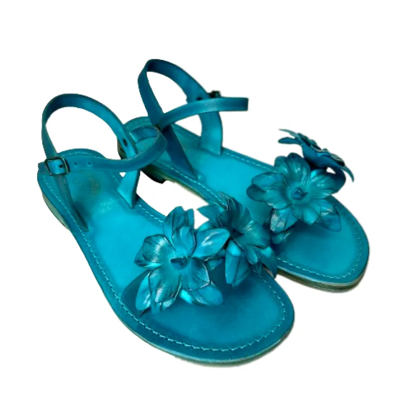 Turquoise Leather Sandal Mod. Florence