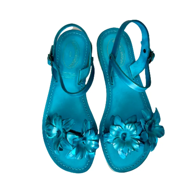 Turquoise Leather Sandal Mod. Florence