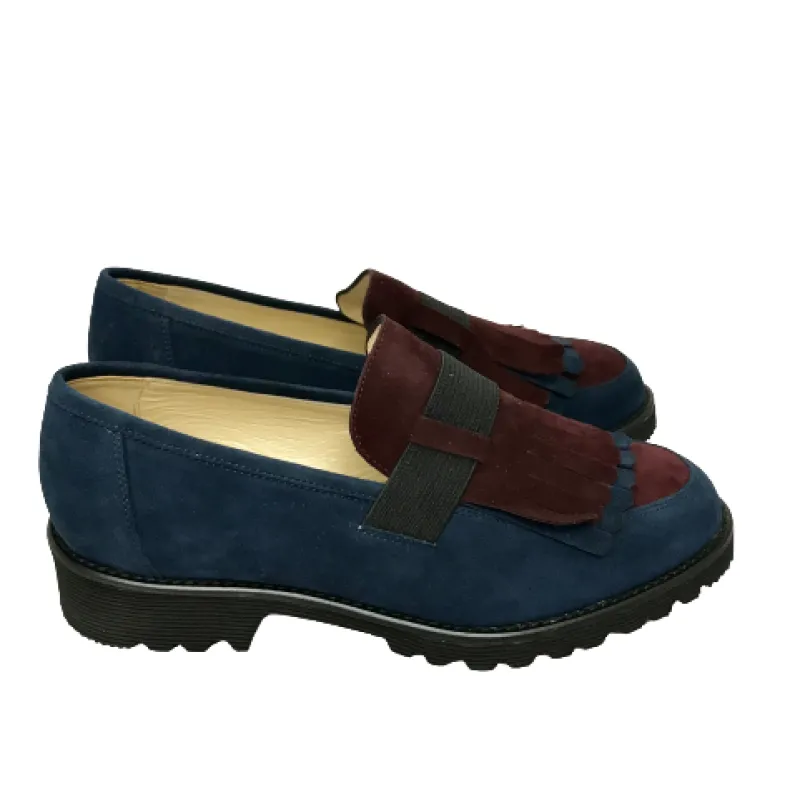 Two-tone Blue / Burgundy Moccasin