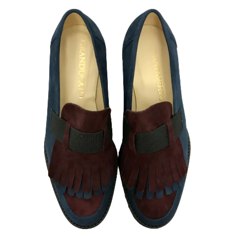 Two-tone Blue / Burgundy Moccasin