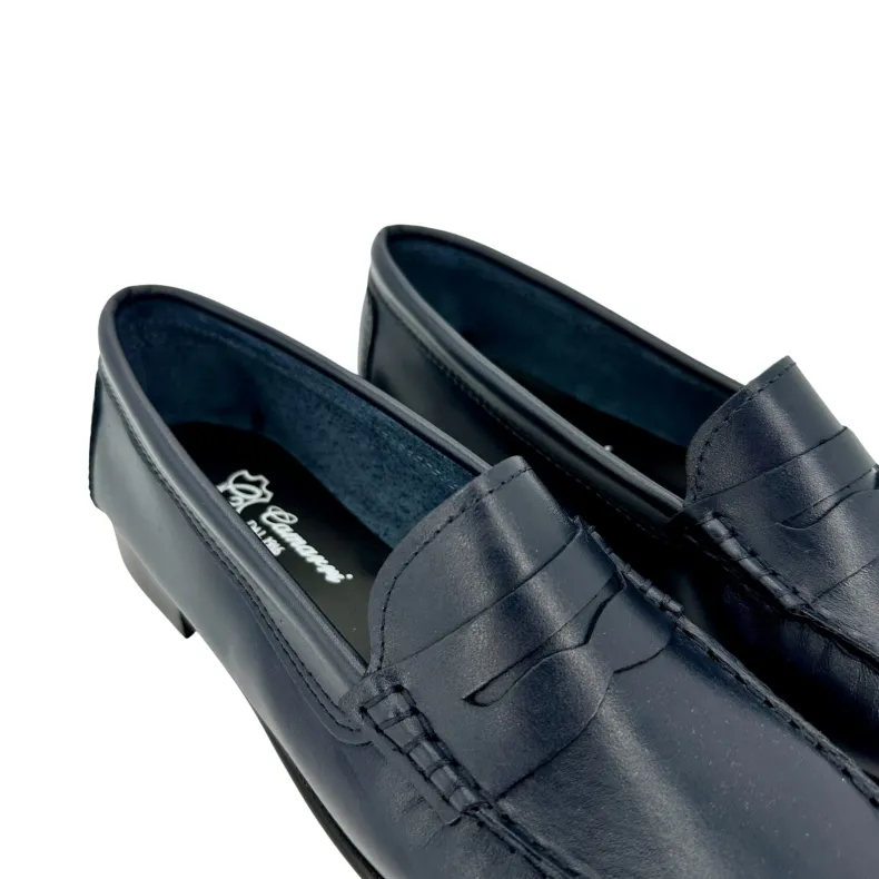 Unlined Blue College Moccasin