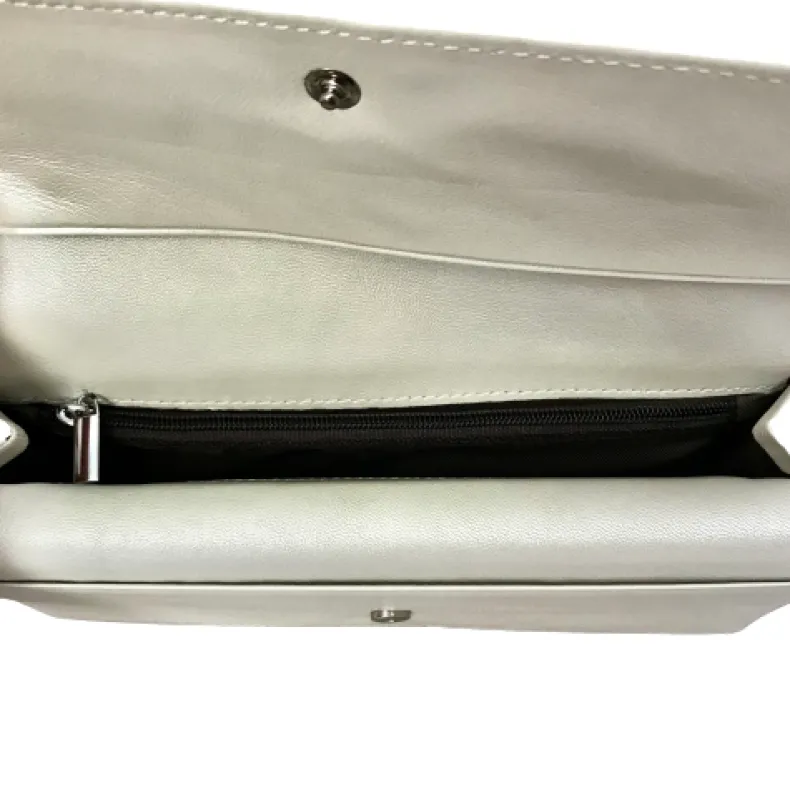 Wallet In Gray And Cream Leather