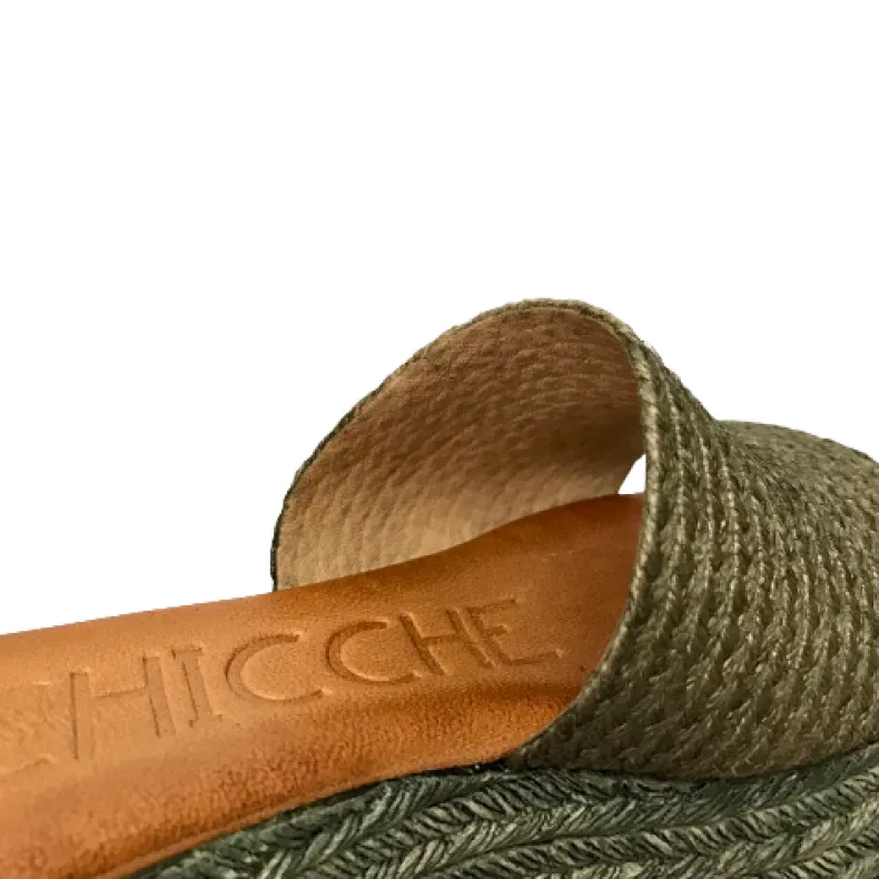 Wedge With Khaki Raffia Band