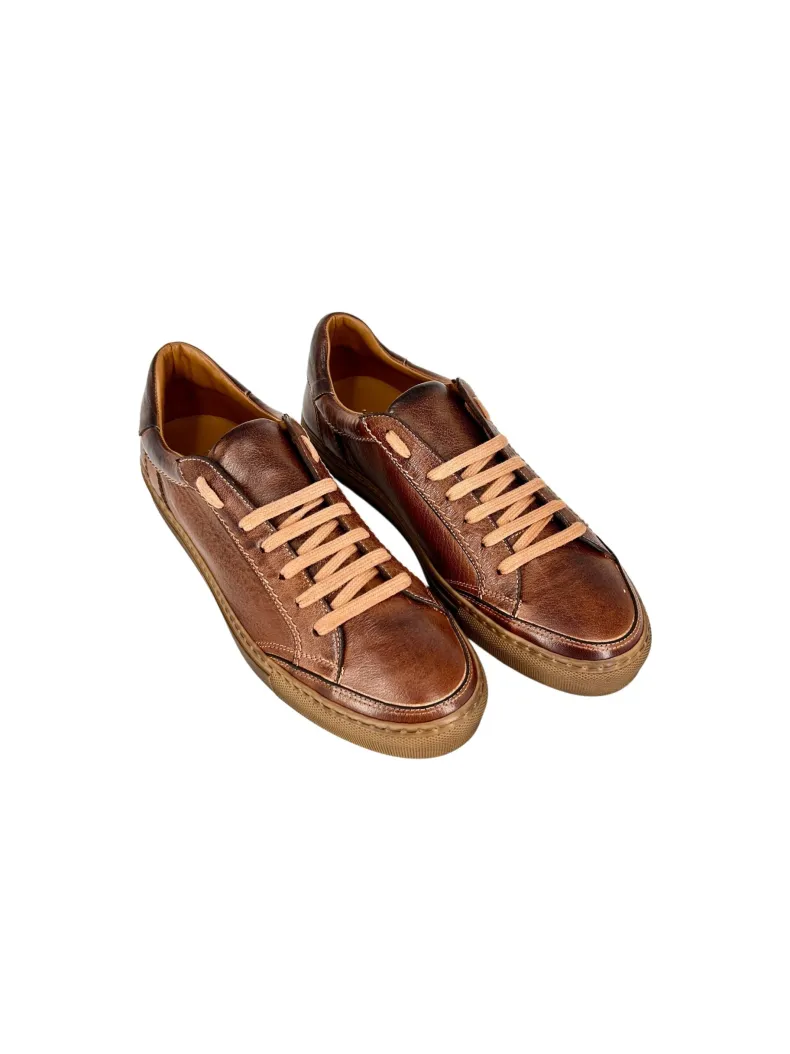 Wilde – Handcrafted Sneaker In Brown Dipped Buffalo Leather