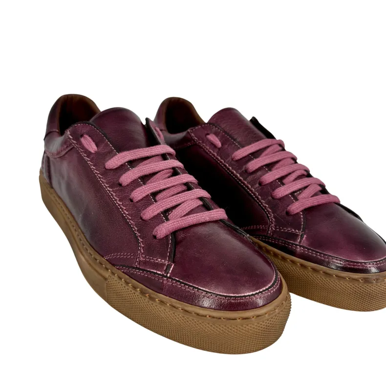 Wilde – Handcrafted Sneaker In Burgundy Dipped Buffalo Leather
