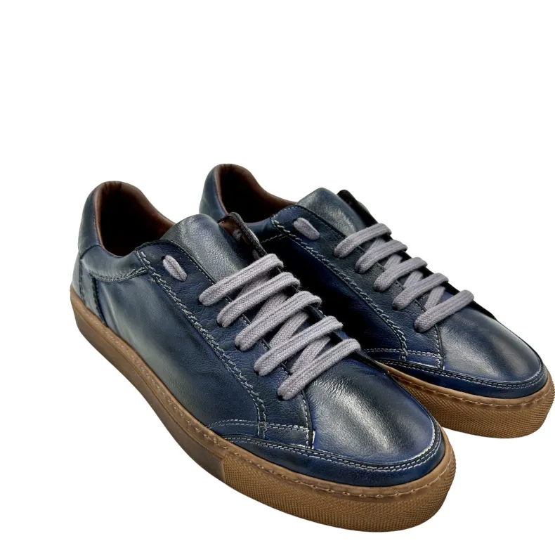 Wilde – Handcrafted Sneaker In Blue Dipped Buffalo Leather