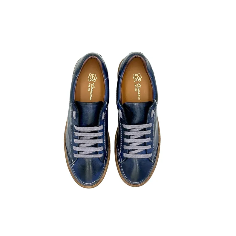Wilde – Handcrafted Sneaker In Blue Dipped Buffalo Leather